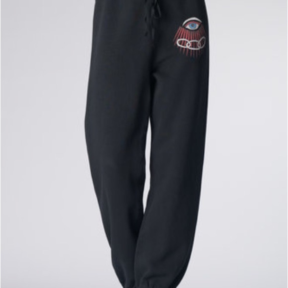 Raquel Allegra Black Joggers with evil Eye Design